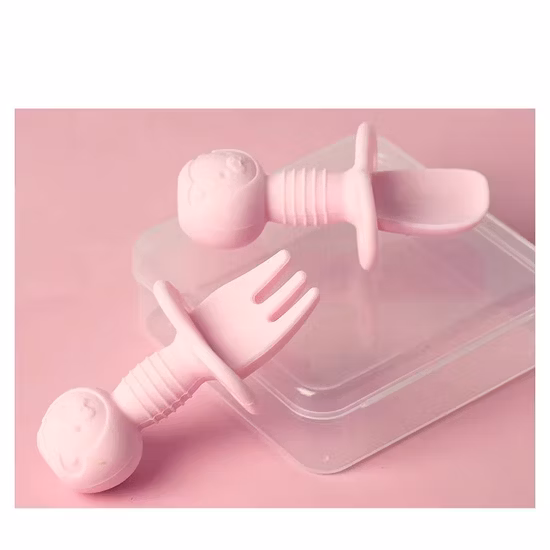 Fourchette de formation d'alimentation de bébé d'ustensiles de formation d'alimentation de silicone libre de BPA